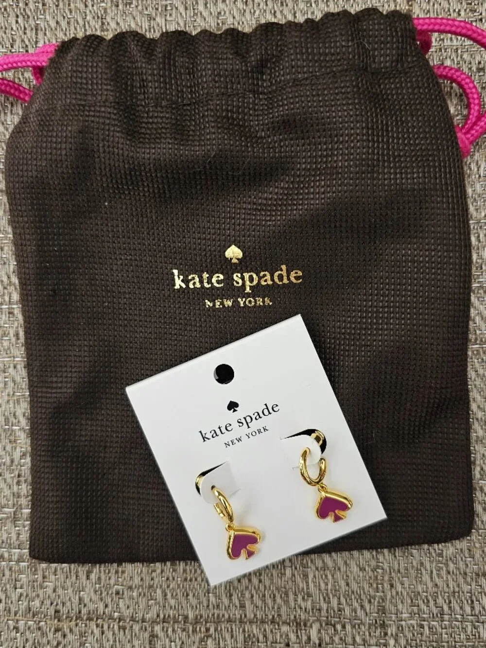 Kate Spade Everyday Spade Candied Plum Huggie Drop Earrings NWT $59